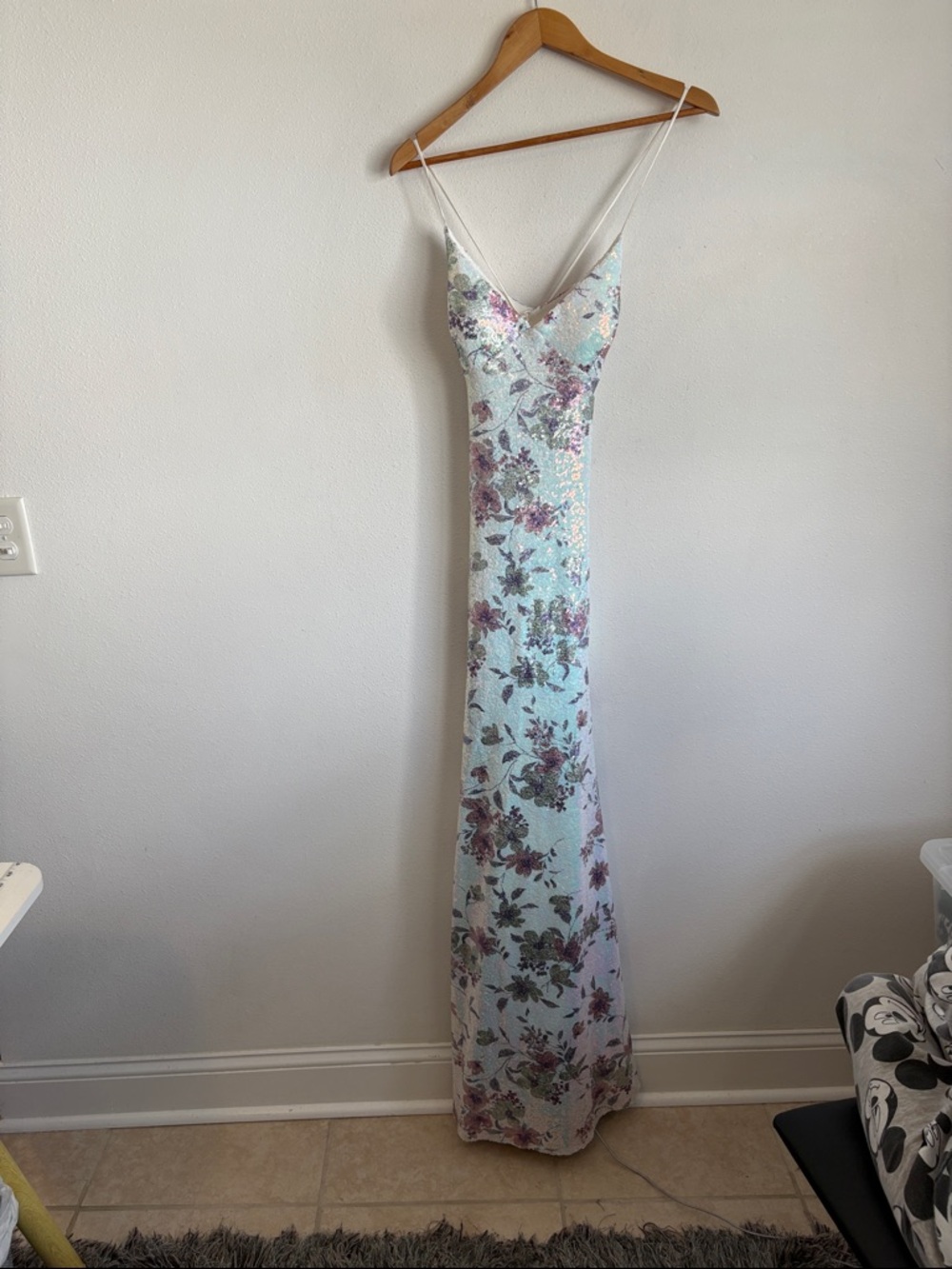 City Studio Iridescent Lavender and Light Blue Sequin Dress Large - Picture 2 of 6